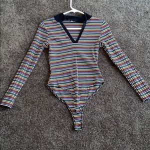 Striped body suit